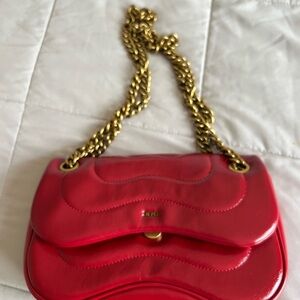 JW PEI Red Quilted Shoulder Bag with Gold Chain